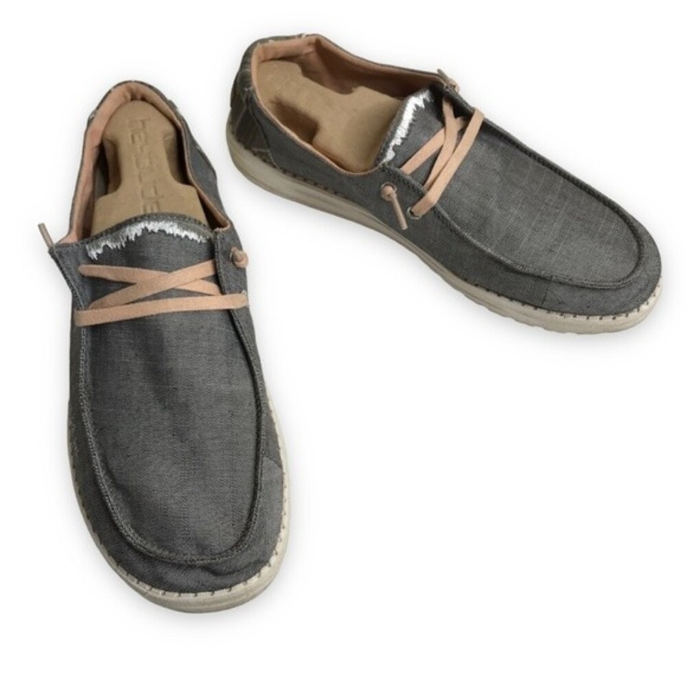 Hey Dude Wendy Boho Grey Slip On Flat Loafer Sneaker Moccasin Women Size 10